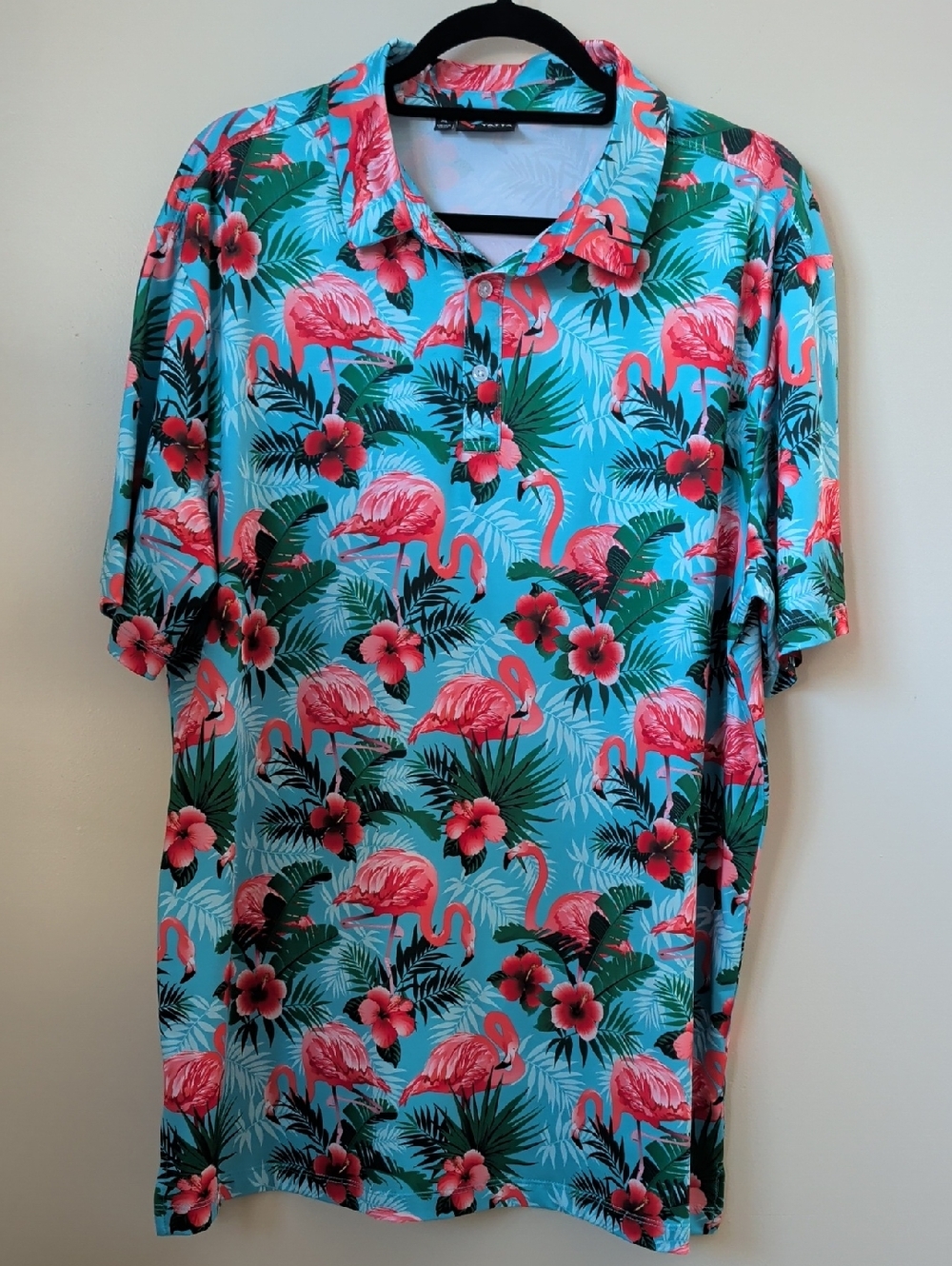 Yatta Golf Tropical Flamingo Polo Shirt XL Performance Golf Shirt - Picture 2 of 5